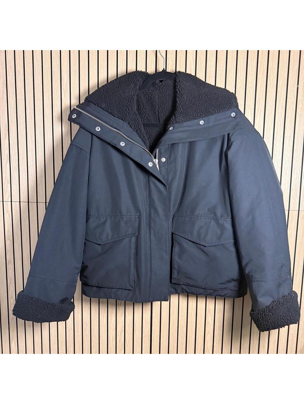007 ASOS - & Other Stories Oversized Shearling Trim Jacket (XS, EUC)